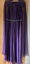 Phase Eight size 12 maxi purple plum cape beaded evening dress . RRP  £210
