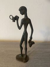 Vintage Bronze Dionysus Greek God Of Wine Statue Figure Holding Cup & Grapes,