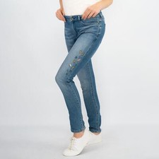 White Stuff Jeans Womens Blue Embroidered Boyfriend Crop Denim Size 12 