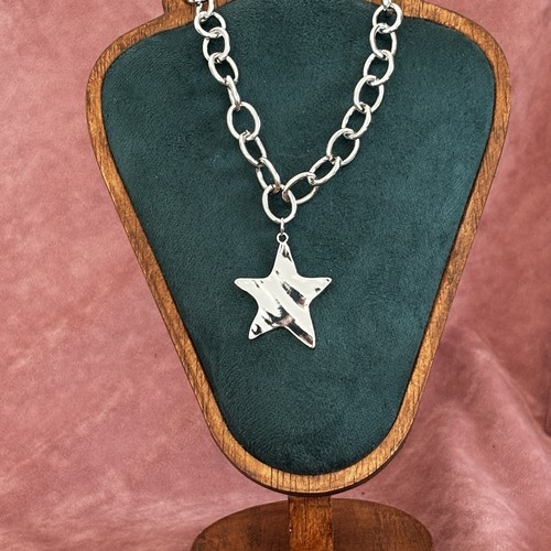 Silver star pendant chunky - silver,