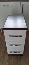 High Gloss Bedside Table Cabinet Chest 3 Drawers,  Light, White