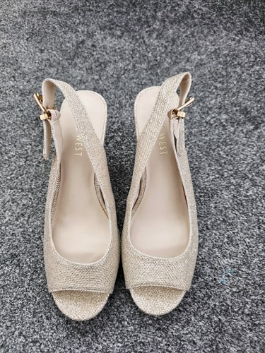 Nine west gold shimmer wedge - west,