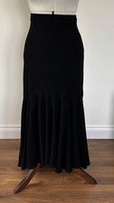 Droopy & Brown black 100% wool long skirt fluted hem fully lined UK12