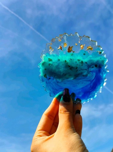 Unique handmade resin coaster - resin,