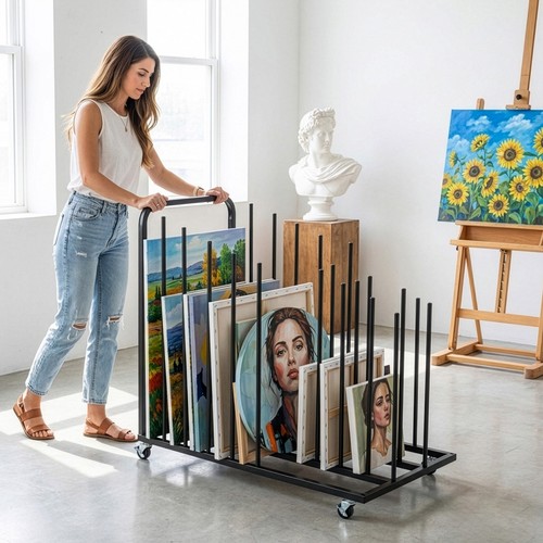 Art storage rack with lockable - art,