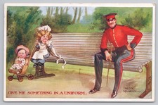 WWI Comic Postcard - Give Me Something In A Uniform - Artist Fred Spurgin