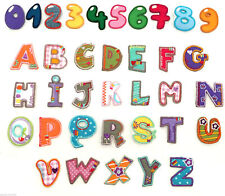 Alphabet Letters/Numbers Embroidered Motif Fabric Iron On / Glue On Patch Badge