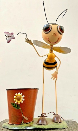 Metal honey bee planter pot - bee,