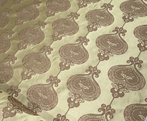 Gold brown large paisley satin - brown,