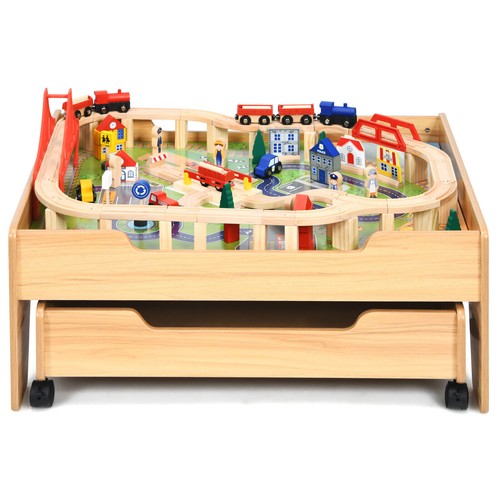 Kids wooden train track - track, table