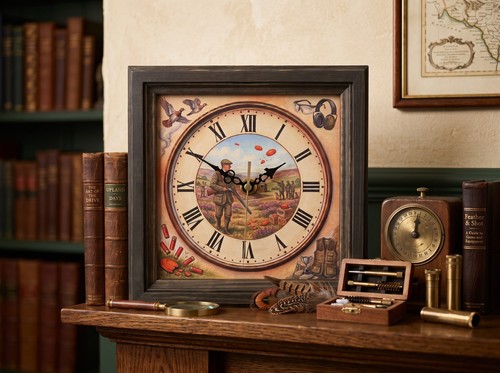 Clay pigeon wall desk clock - or,