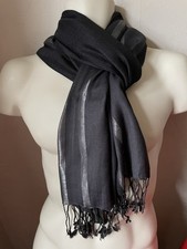 Scarf, Black & Silver Thread