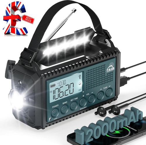 12000mah solar wind radio - solar,