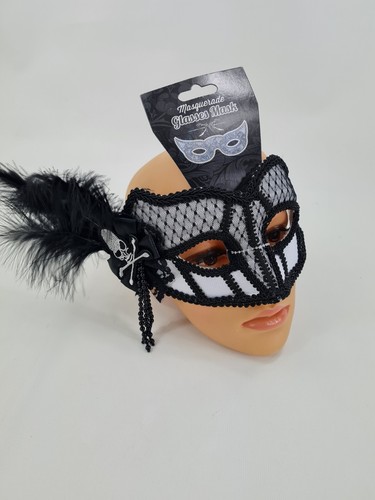 Black silver lace eye mask - silver,