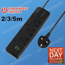 3 Gang 2 3 5 Metre Surge Protected Extension Lead Cable Mains Power Plug Sockets