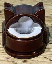 KJS3217 Antique Victorian Nottingham Rockingham Glaze Ink Well Bottle Pen Rest