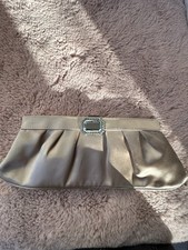 Dune Pale Gold Satin Clutch