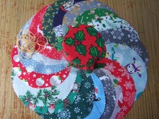 10/20/30/50 Large Christmas Variety fabric jam jar covers / toppers with bands