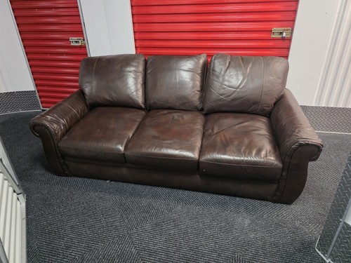 Brown leather seater sofa - brown, 3-seater