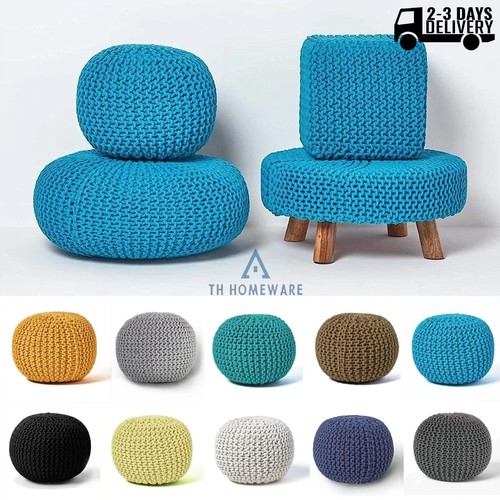 Large knitted moroccan pouffe - large,