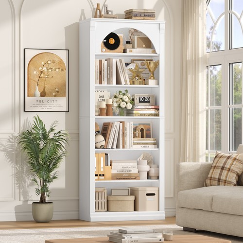 Arched bookcase tier tall - 6-tier,