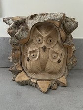 Hand Carved Crocodile Wood Owl