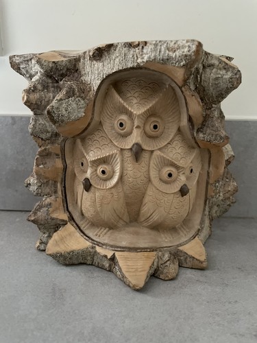 Hand carved crocodile wood owl - carved,