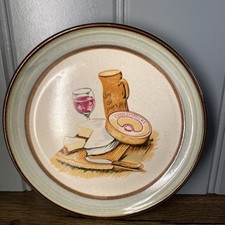 Purbeck Pottery Coulommiers Cheese And Wine Plate Vintage 