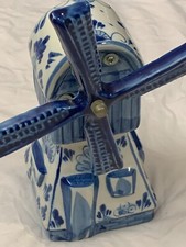 ? Music Box Holland Windmill Ceramics Blue & White 20cm