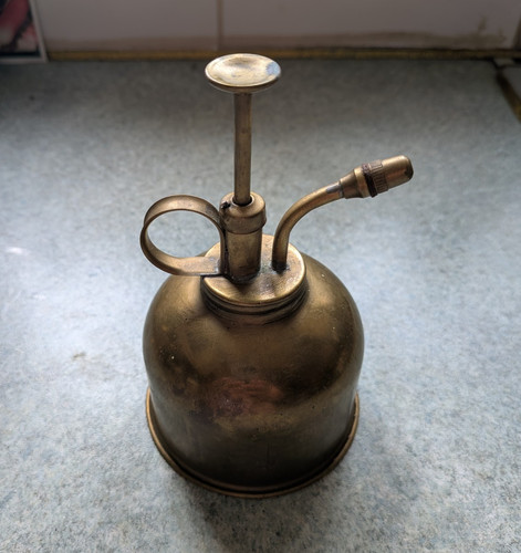 Brass pump action plant mister - brass,