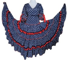 Vtg Flamenco Dress Navy Blue