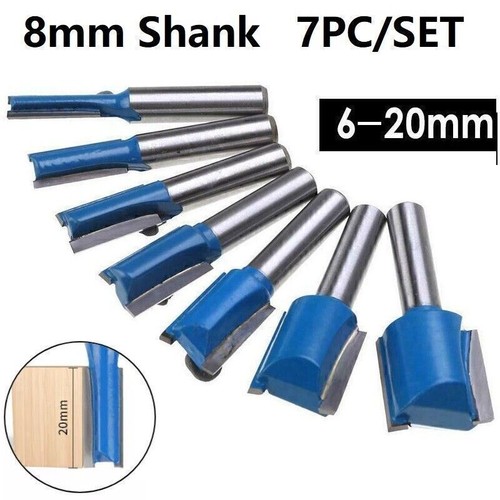 7pcs 8mm shank straight wood - straight,