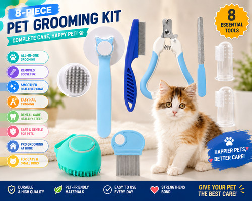 8pcs cat dog grooming kit - kit, pet