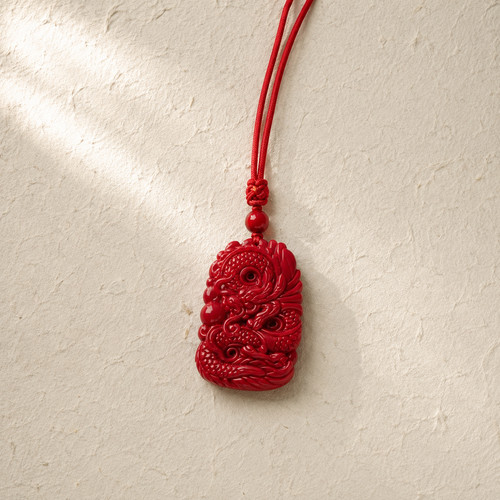 Natural red jade dragon - natural,