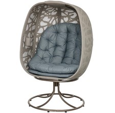 Swivel Egg Chair with Cushions, Foldable Basket Seat and Metal Frame,