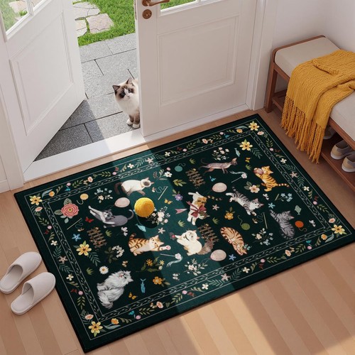 2x3 black cute - area, rug