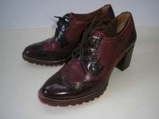 TAMARIS BURGUNDY LEATHER BLOCK HEEL LACE UP OXFORD BROGUES BNWOB UK 4