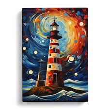 Lighthouse Abstract No.2 Canvas Wall Art Print Framed Picture Decor Living Room