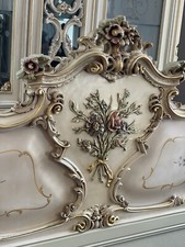 Italian Silik Rococo Carved Bedroom bed frame 
