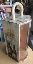 WineBottles Wooden Case Box Decoupage Craft One Transparent Side