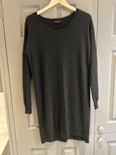 The White Company Wool Cashmere Jumper Dress 12 Dark Grey