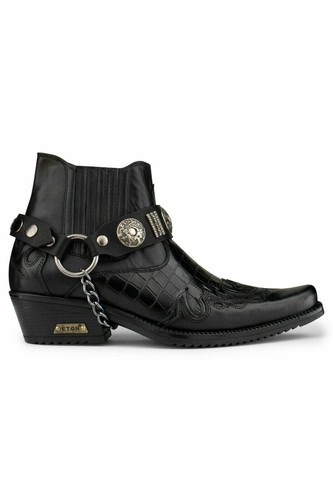 Men black leather goth - men's,
