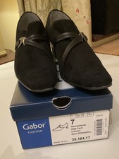 Gabor Ladies Court Shoes Black Faux Suede