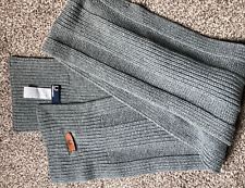 Original Fred Perry 100% Lambswool Knitted Ribbed Grey Scarf - read description