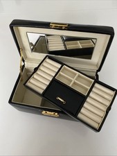 Marks And Spencer Black Faux Leather Jewellery Box 2 Layer