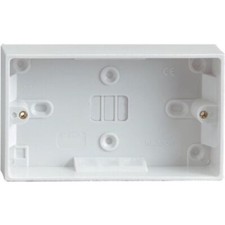 Double Twin 25mm White Wall Pattress Back Box, 2 Gang Electric Socket
