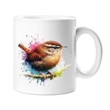 BRITISH WREN WILD BIRDS WATERCOLOUR SPLASH EFFECT GIFT MUG COFFEE TEE