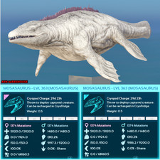 Top Stat Mosasaurus Mating Pair - Solid White Mosa - Ark Survival Ascended PVE