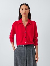 John Lewis Womens Regular Cashmere Collar Button Cardigan Red Size 8 [[Bobbling)
