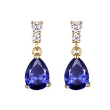 Ladies Earrings 9 Carat Gold on Sterling  925 Silver Tanzanite & White Sapphire